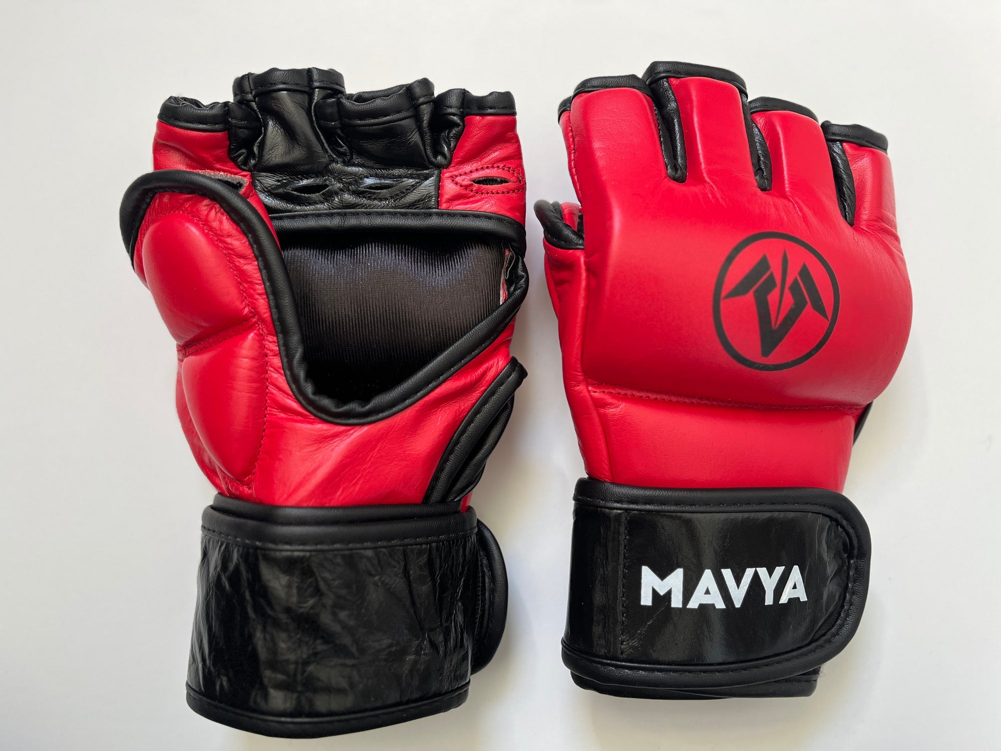 Leather MMA Gloves - 7oz Red